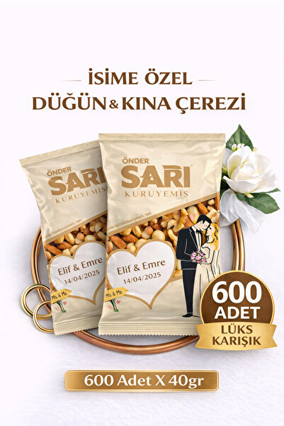 Önder Sarı Kuruyemiş Lüks Karışık Düğün Ve Kına Çerezi Kişiselleştirebilir Ku...