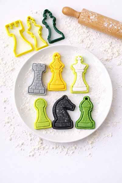 Muhcu Home 6 قطع - ♟️   مجموعة قوالب البسكويت والصلصال مع أشكال الشطرنج ♟️