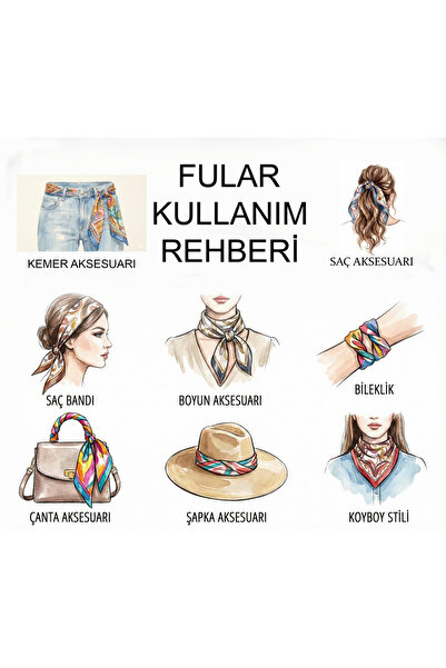 Sultan İpek Ethnic Patterned Scarf / Bandana 50X50Cm