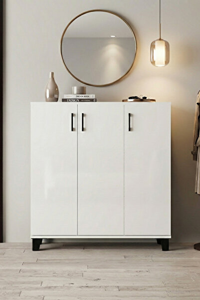 GOLDFALEZ Ayakkabılık Dolabı 3 Kapaklı 7 Bölmeli Modern Çok Amaçlı Ayakkabı D...