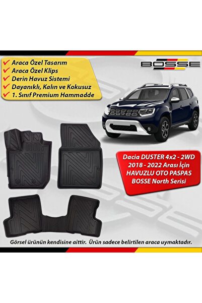 BOSSE North Dacia Duster 4X2 Paspas Araca Özel 2018-2022 Derin Havuzlu 3D Pas...
