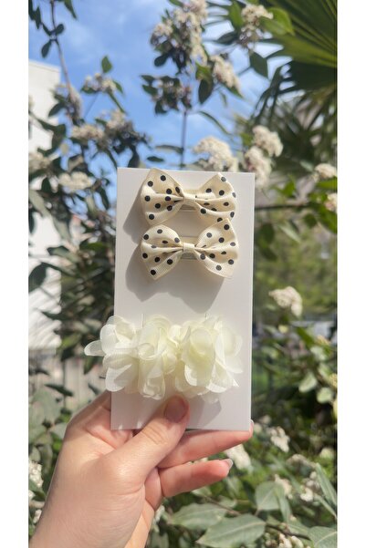 Toka Perisi Baby Ekru Flora Saçı Az(saçı acıtmayan) Bebek Toka Seti 4 adet
