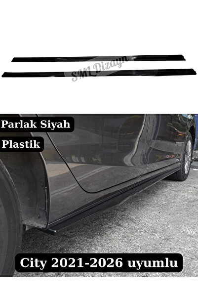 SML Dizayn Honda City RS 2021-2026 Uyumlu Yan Marşpiyel Lipi - Piano Black Ya...