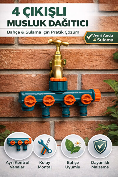 Binbirreyon З'єднувач для крана на 4 виходи з клапаном, сумісний зі кранами 1...