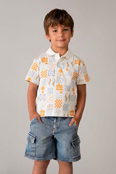 MAYORAL Erkek Çocuk 2-9 Yaş Kargo Cep Bermuda Denim Şort Kot Mavi