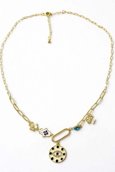 Venus Design Steel Evil Eye - Clover Charm Necklace