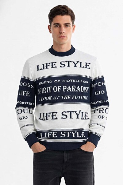 Giotelli Navy Blue Cycling Collar Sweater with Writing Detail