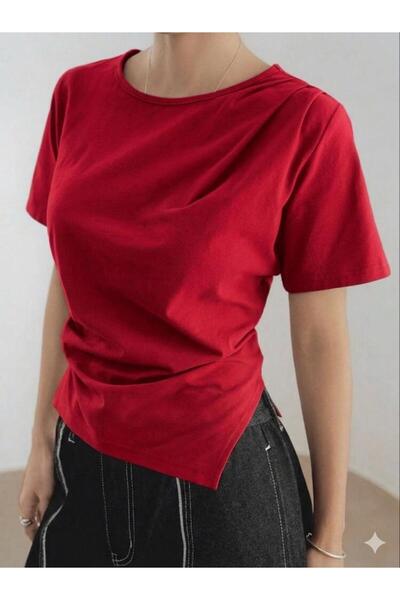 peri tower Women's Asymmetrical Draped Casual Stylish Blouse 0082