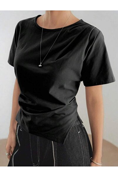 peri tower Bluză elegantă casual drapată cu formă asimetrică pentru femei 0082