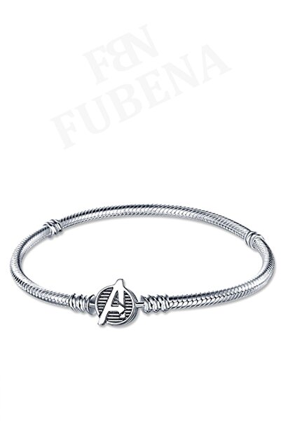 Fubena Moments Avenger Yazılı Charm Taşıyıcı Gümüş Bileklik -16 cm