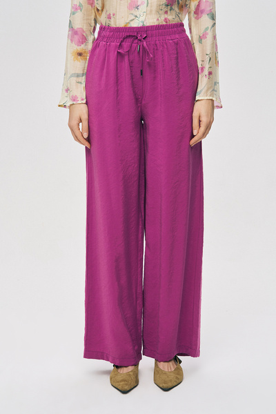 Orfeo Negro Women's Wide-Leg Straight Palazzo Trousers with Elastic Waist and...