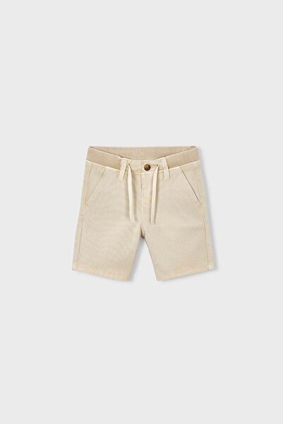 MAYORAL Boy's 3-9 Years Old Canvas Shorts with Elastic Waist, Beige