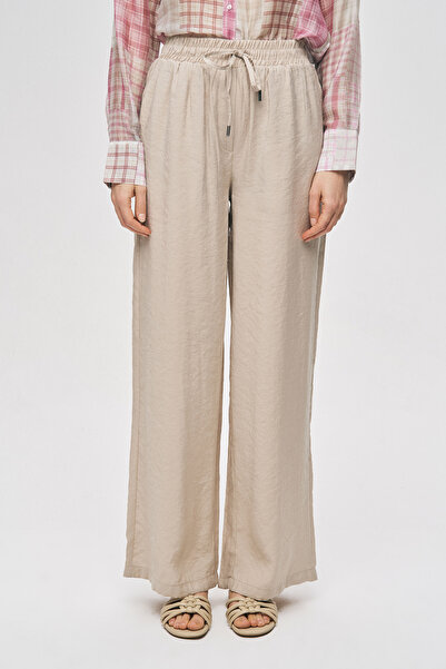 Orfeo Negro Women's Solid Color Palazzo Trousers with Elastic Waist