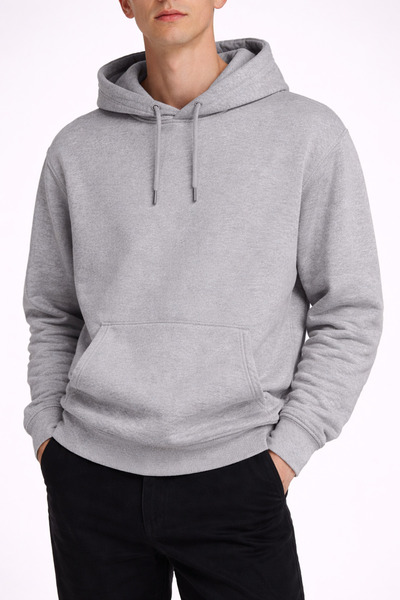 vulgariromania Men's Oversized Grey Hoodie – Casual Streetwear Hoodie - L