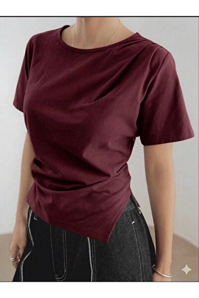 peri tower Women's Asymmetrical Draped Casual Stylish Blouse 0082