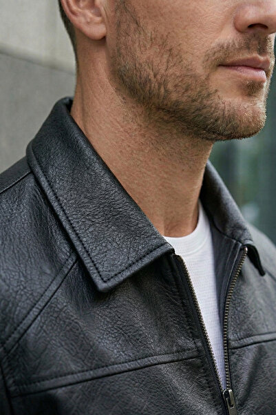 MOVENTO Men's Paris Model Regular Fit Leather Jacket