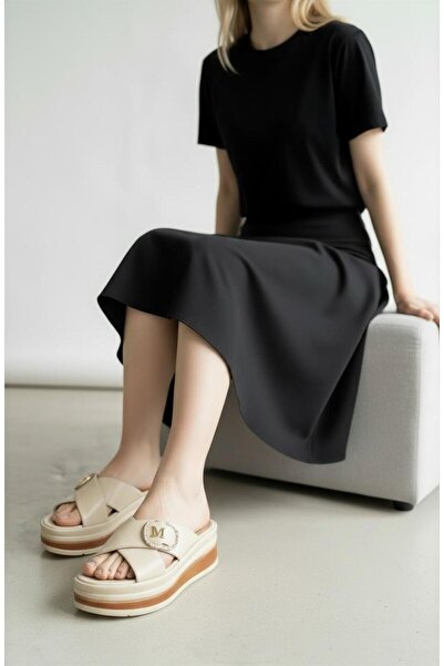 mustey Soft Leather Wedge Heel Slippers Suitable for Daily Use