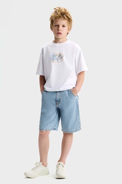 nk kids Erkek Çocuk 8-14 Yaş Bermuda Denim Şort Kot Mavi