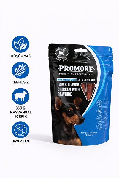Kuzu Eti Sargılı Çiğneme Kemik Köpek Ödülü 100g-Tavuklu Rawhide, Kolajen Destekli, Tahılsız