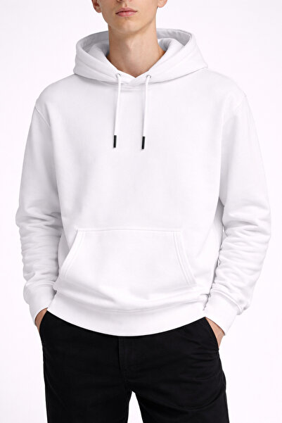 vulgariromania Men's Oversized White Hoodie – Casual Streetwear Hoodie - L