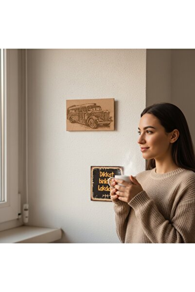 MİNAHOBİ Nostalgic Bus Themed Wooden Table