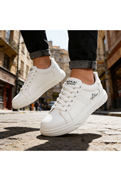 Tmall Pantofi sport bărbați, din piele ecologică, B4077, Alb