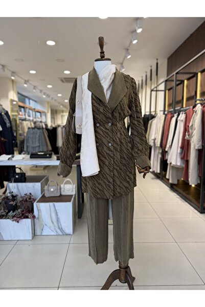 SELAM Double breasted collar kupra fabric coffee suit 790