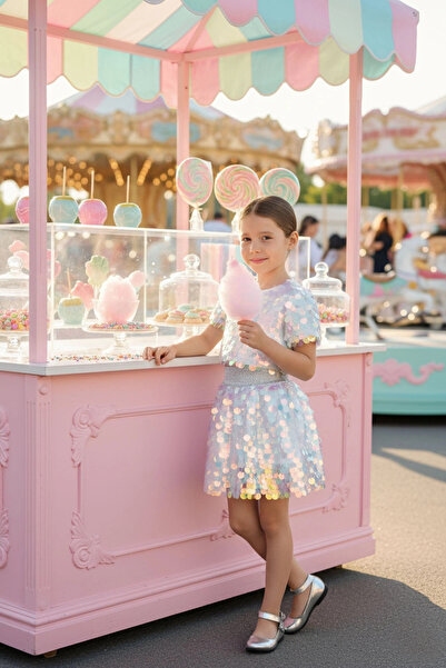 Pamina 3-7 years full sequin detail set pink