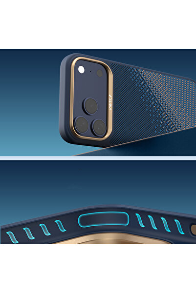Raptic iPhone 17 Pro Max Uyumlu Kılıf M-safe Özellikli Aramid Dual Serenity Serisi Kapak Lacivert