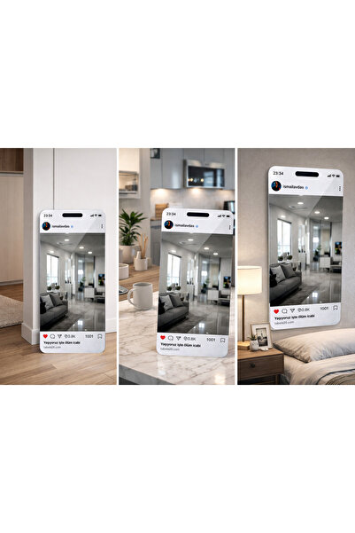 Ev Aşkı Instagram Tasarımlı Dekoratif Ayna | Selfie Aynası | Modern Duvar Aynası