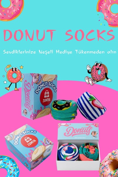 Zumiya Donut Box Themed Donut and Strawberry Patterned Cotton Fun Gift Flexib...