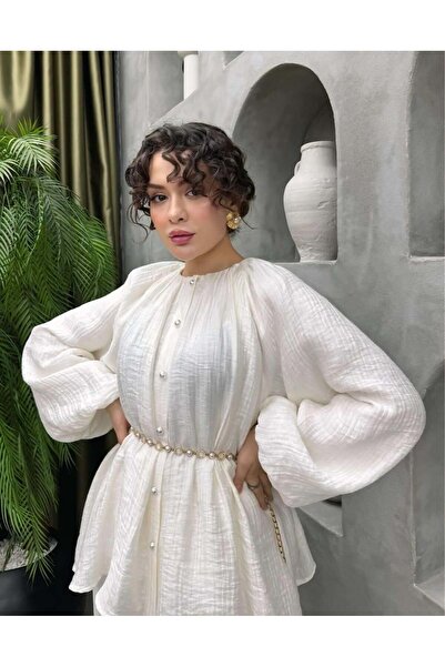 Cardella Turquoise Tncl Fabric Set with Pearl Belt – Stylish Two-Piece Set wi...