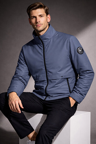 NIVARO Men's Jacket Regular Fit Stand Collar Zippered Modern Style Seasonal Coat