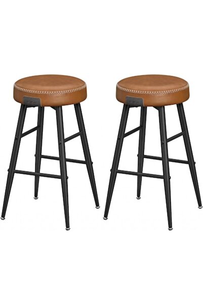 OEM Set de 2 scaune de bar Model Emberly, Cognac/Negru