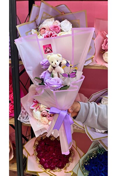 blackrosehediye Kırmızı Gül Buketi Ayıcıklı Kelebekli Romantik Hediye Solmaya...