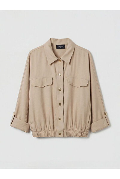 LC Waikiki Μπεζ Γιακάς πουκαμίσου Γυναικείο Μπουφάν