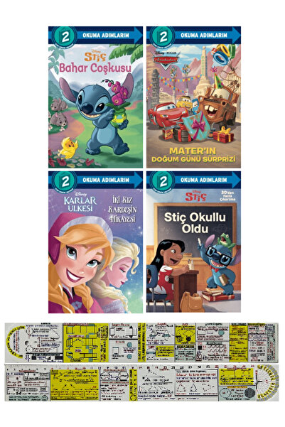 Beta Yayınları Disney Stiç + Arabalar + Karlar Ülkesi 4 Kitap Hikaye Seti (2....