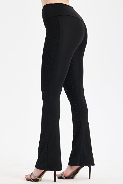 Clothes Fast Γυναικείο κολάν με ψηλή μέση και φαρδιά μπατζάκια, ελαστικό, λαμ...