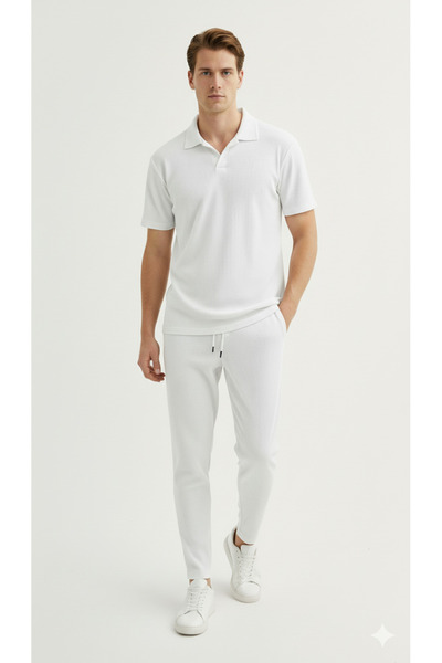 Fifty Color Premium Unisex Corduroy Polo Collar T-Shirt and Sweatpants Set