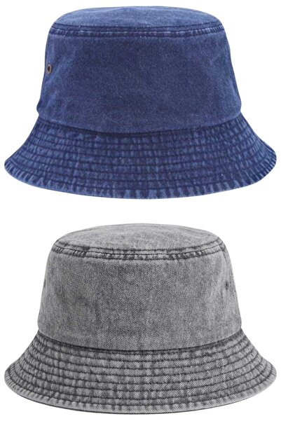 Mood Agenda Unisex Vintage 100% Cotton Bucket Hat Set of 2