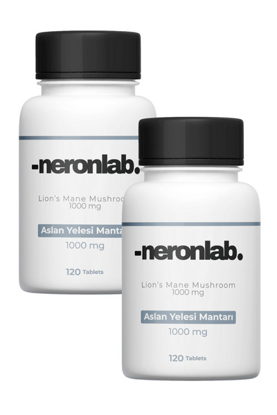 neronlab Lion's Mane Mushroom 1000 mg 120 Tablet Hericium Erinaceus Aslan Yel...