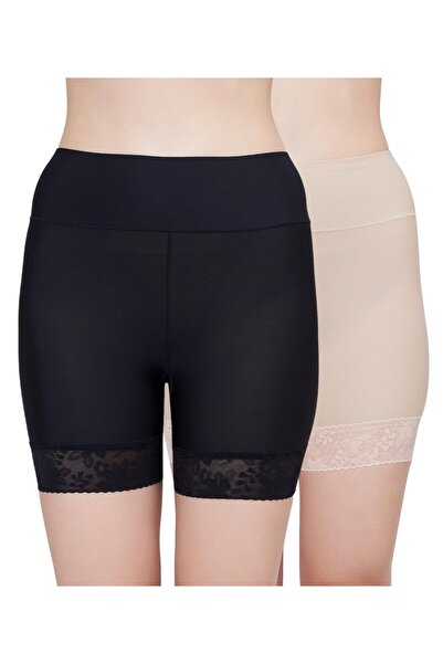 Glamroot شورت نسائي بدون خياطة مزين بالدانتيل للدراجات الهوائية/الجيم/اليوجا،...