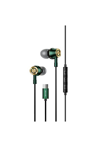 Usams Căști intraauriculare cu fir USB-C EP-43 cu microfon, verde închis