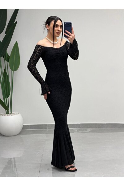 MARGA Boat Neck Lace Mermaid Dress