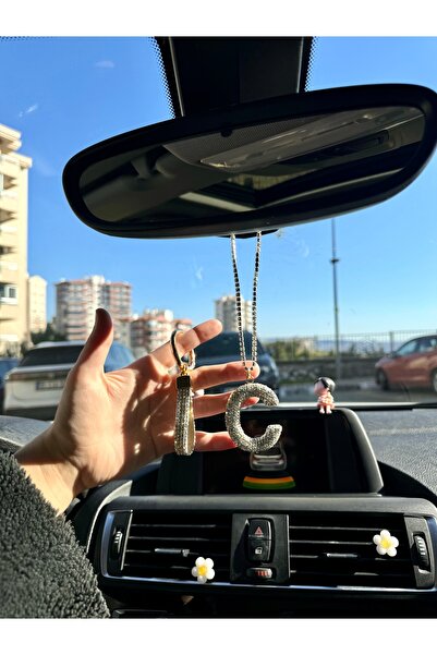 senfida Otomobil dikiz süsü C harf taşlı dikiz süs ve oto anahtarlık taşlı c ...