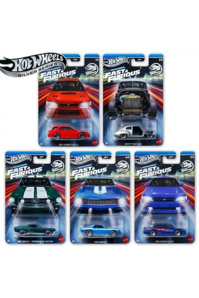 HOT WHEELS Silver Serisi Fast and Furious Dream Lineup 5 Araç Seti Diecast Mo...