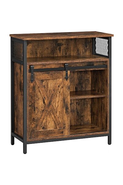 OEM Comodă model Kayleigh, Maro rustic/Negru, 70x30x80 cm