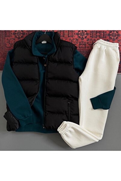 WENMİNG Men's 3 Threaded Tracksuit Set with Button Collar Vest, 3-Piece Full ...