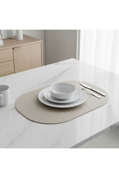 Grand Fine Art 2 Pieces Leather American Service Set - Beige Full Oval Americ...