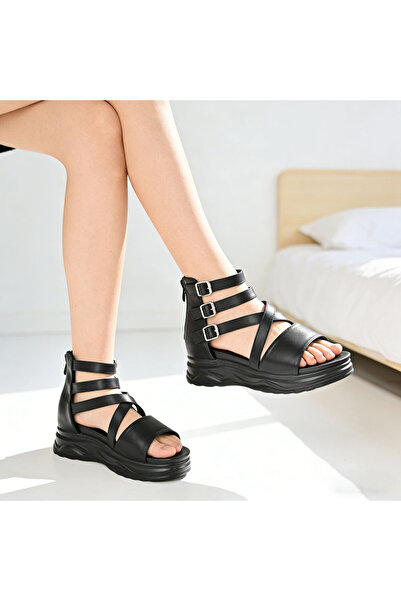 Tmall Γυναικεία σανδάλια, δερματίνη, SA112, μαύρο